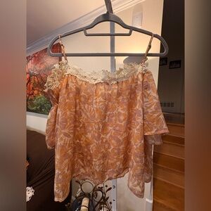 Astr the Label size large new with tags NWT off the shoulder lace trim top